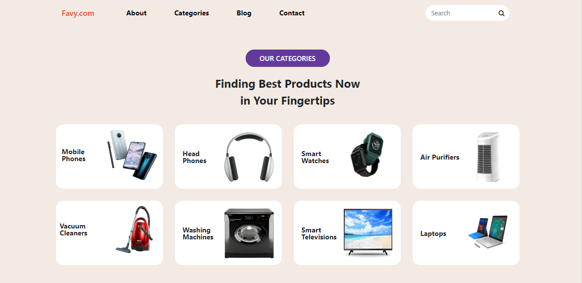 e-commerce navigation with product examples