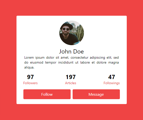 user profile with follow buttons