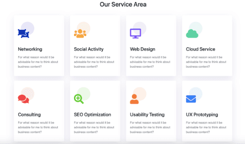 Our Service section with font awesome icons