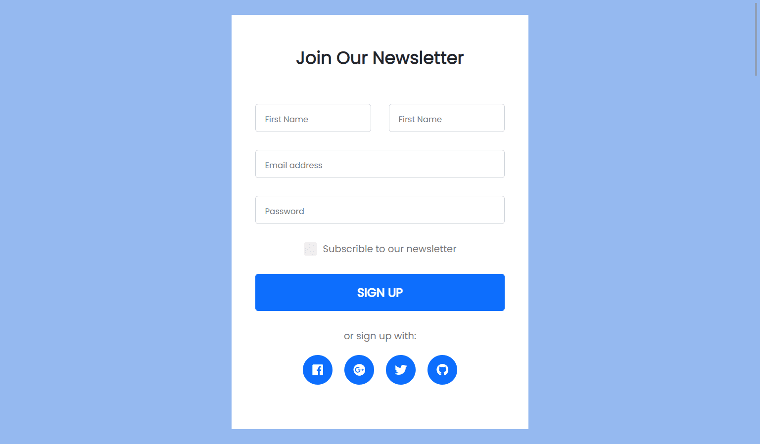 Simple Subscription form with custom checkbox