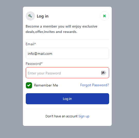 login signup toggle form with forgot password,validation and checkbox