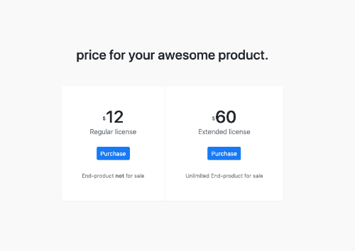 simple pricing table for products