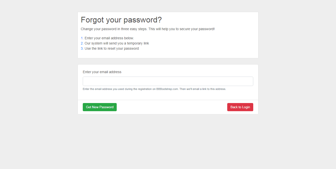 forgot your password form with all details