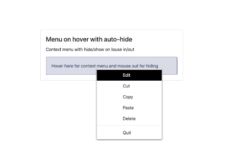 Context Menu on hover with auto-hide