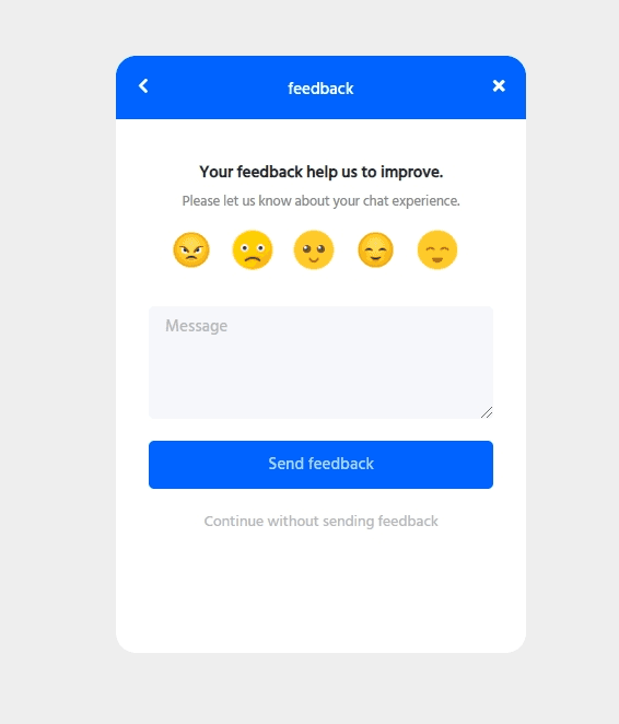 Feedback form with emoji ratings