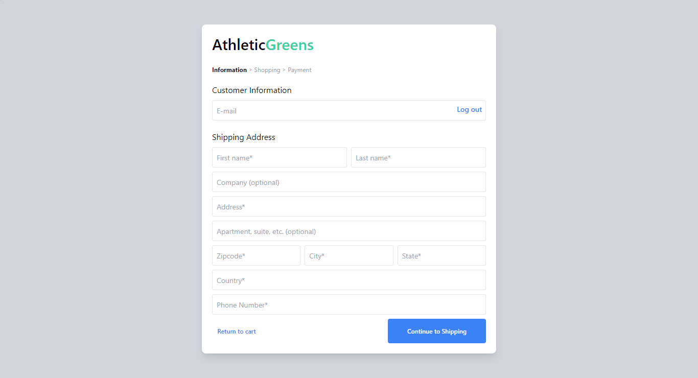 checkout form template
