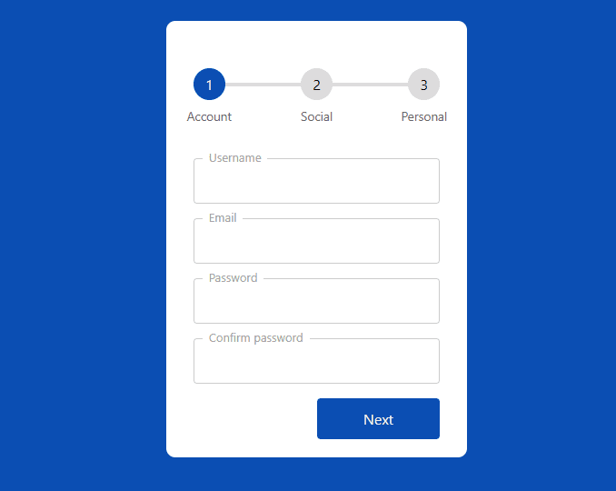 form for the login