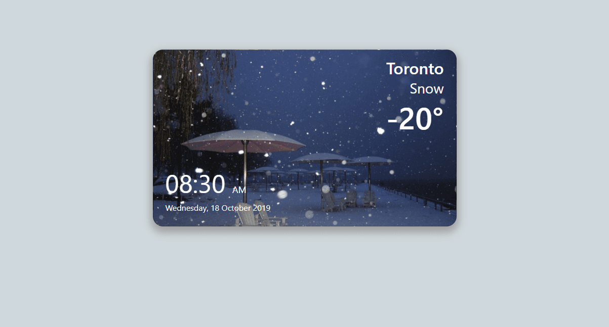 weather widget with time and date