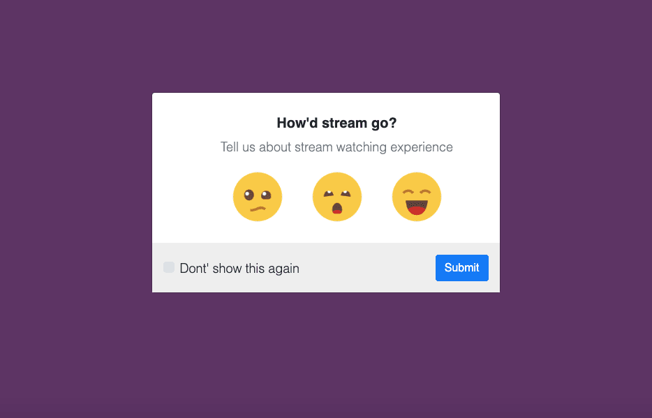 rating experience modal with emojis