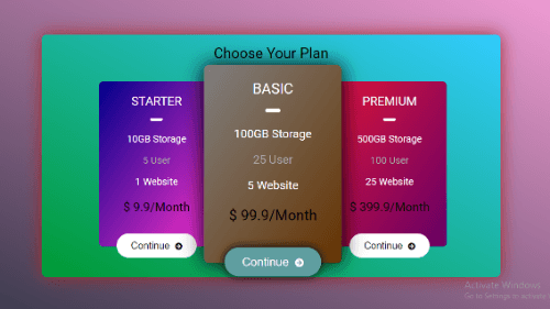 Our Pricing table
