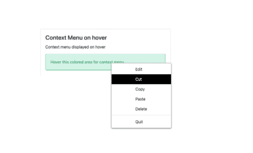 Context menu on hover