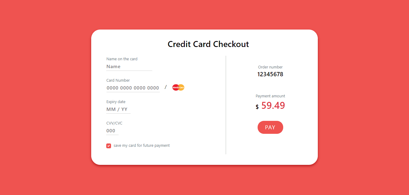 credit card checkout with formatted input