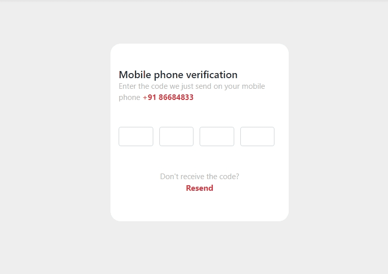 Mobile phone verification form using otp