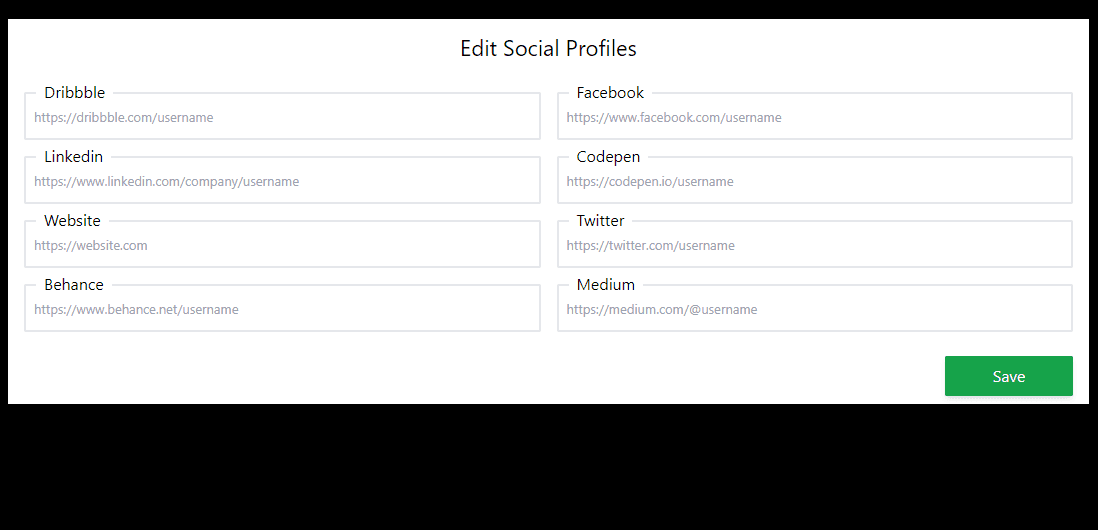 edit social profiles form