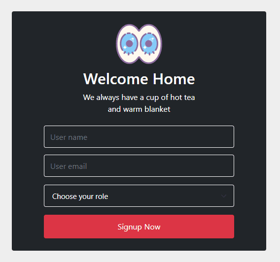 signup form with select option