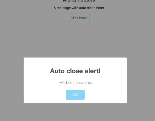 A alert popup with auto close timer