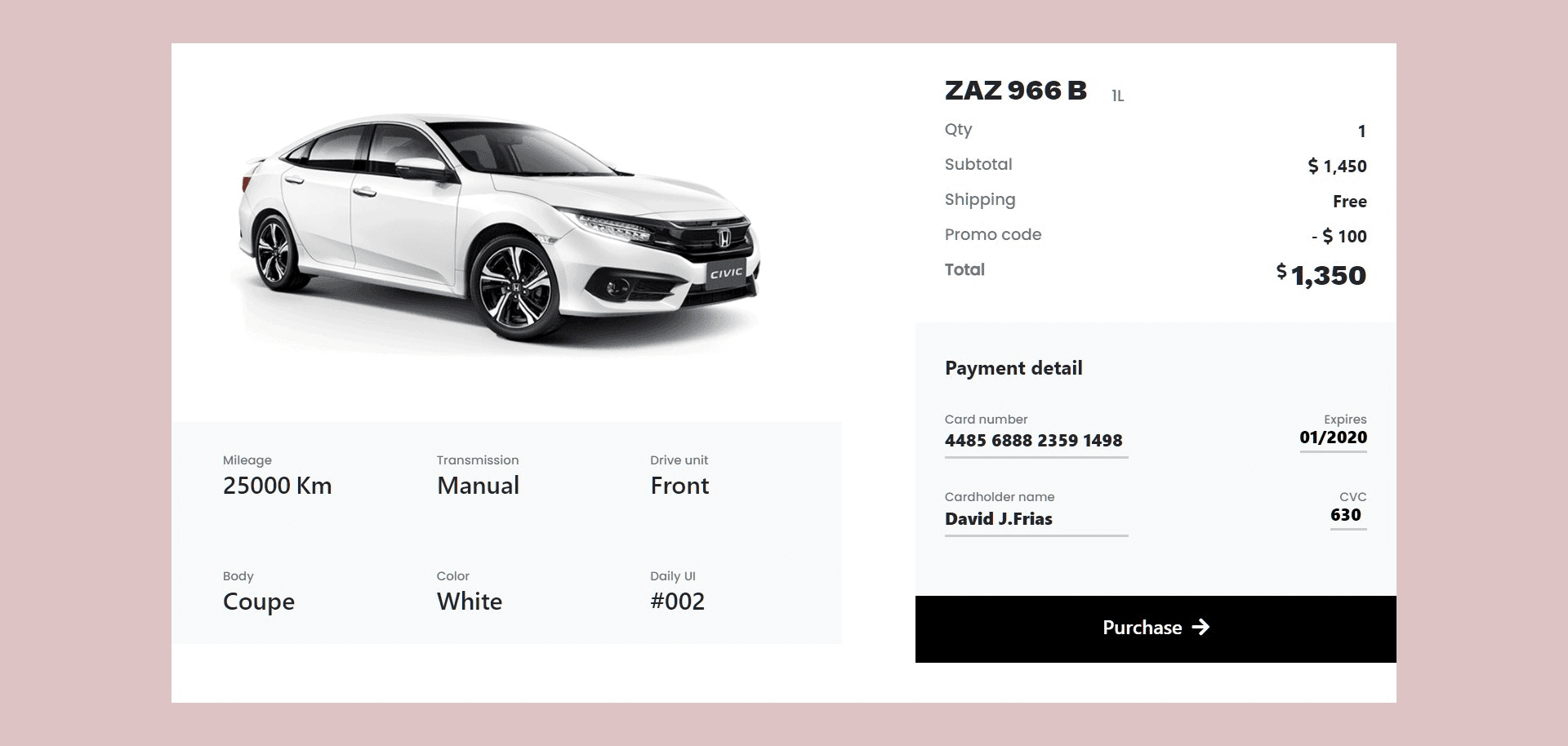 Vehicle features with payment details