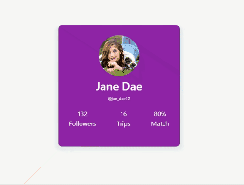 user profile card with flip animation