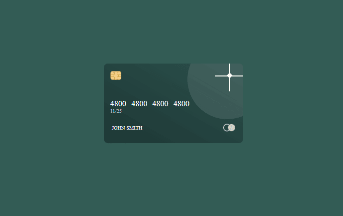 credit card template with chip with hover effect
