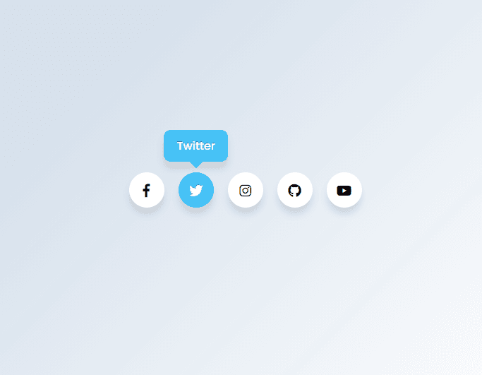social media icons with tooltips