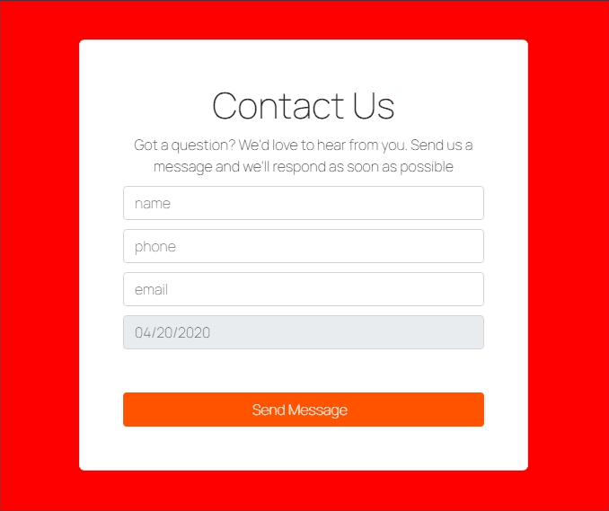 contact us form with datepicker