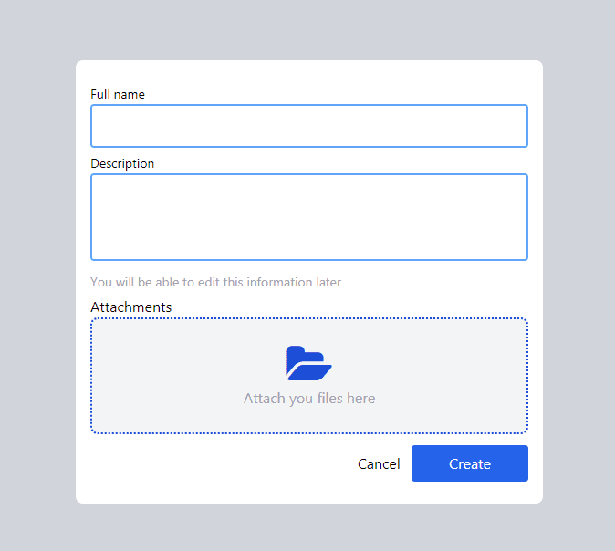 contact form with file upload inputs