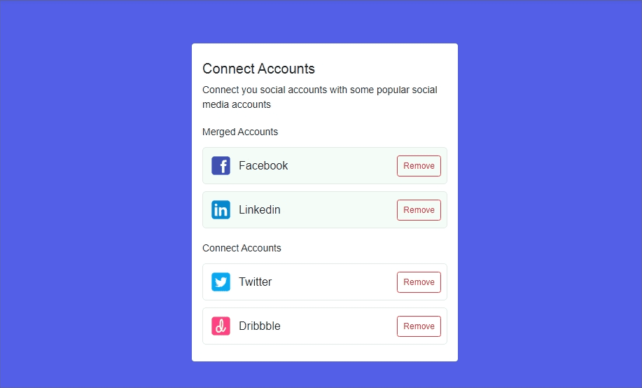 connect social accounts card