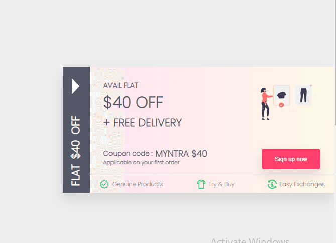 e-commerce drawer card with discount