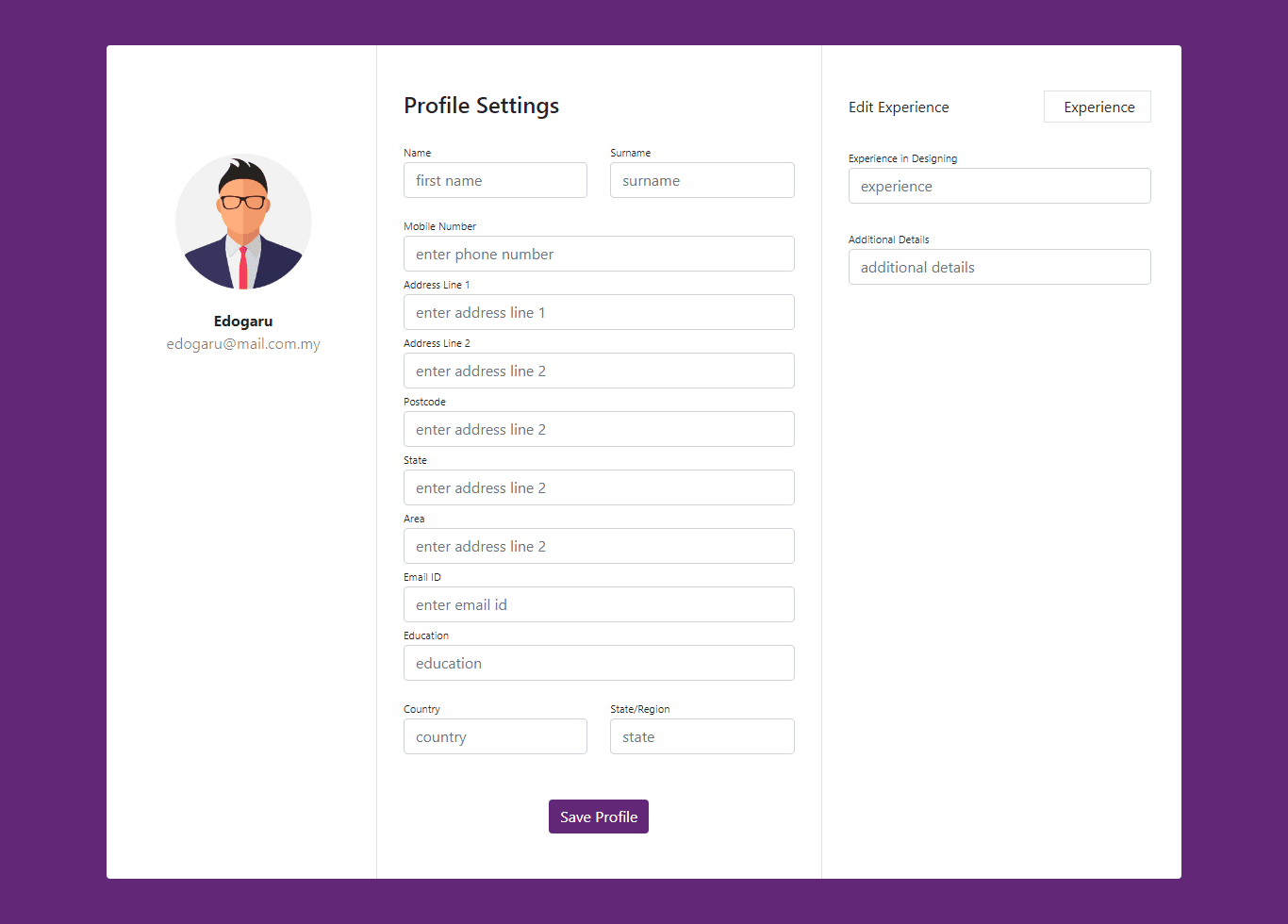 edit user profile template
