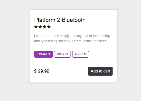 ecommerce product card sidebar with radio button