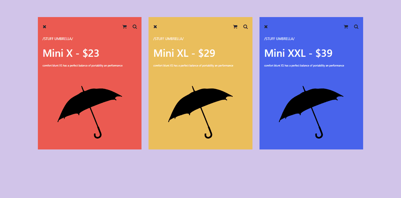 colorful pricing table with animation