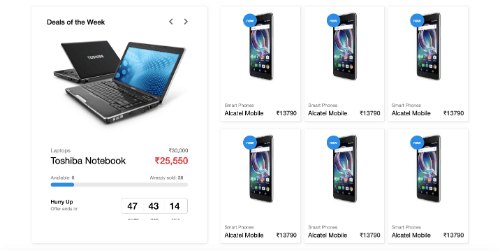 Ecommerce deal of the week with products using carousel
