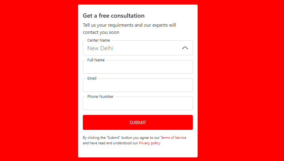 consultation form with custom select