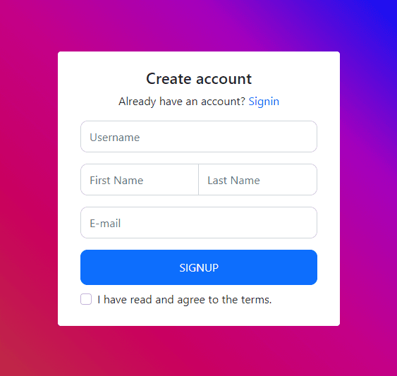 signup form with input groups