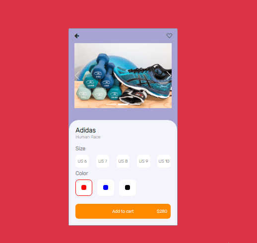 shopping card with hover and carousel images