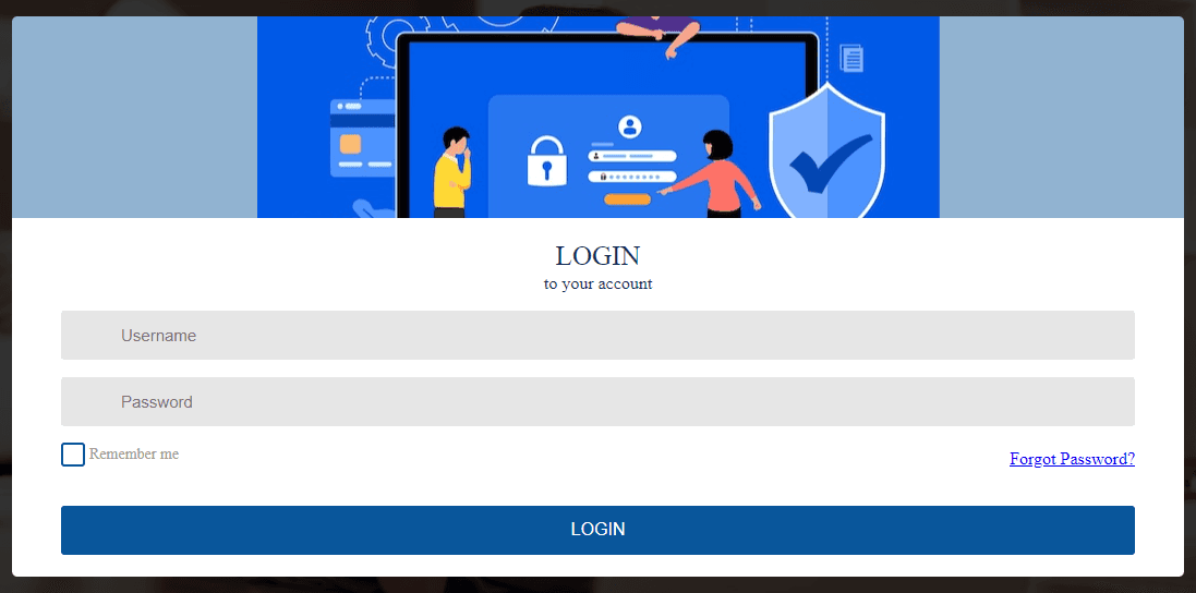 full page login form