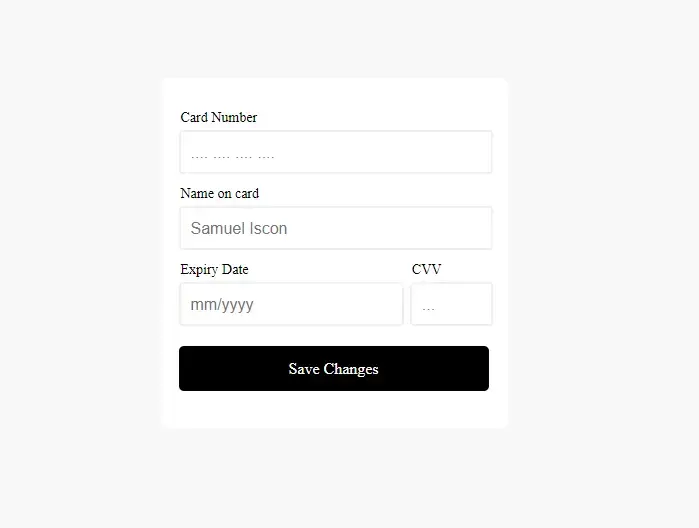 credit card form with input masking