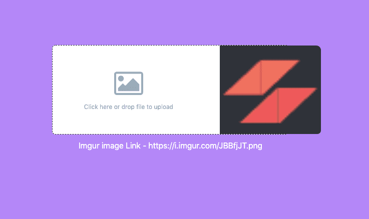 Image upload using imgur api with preview click or drop here