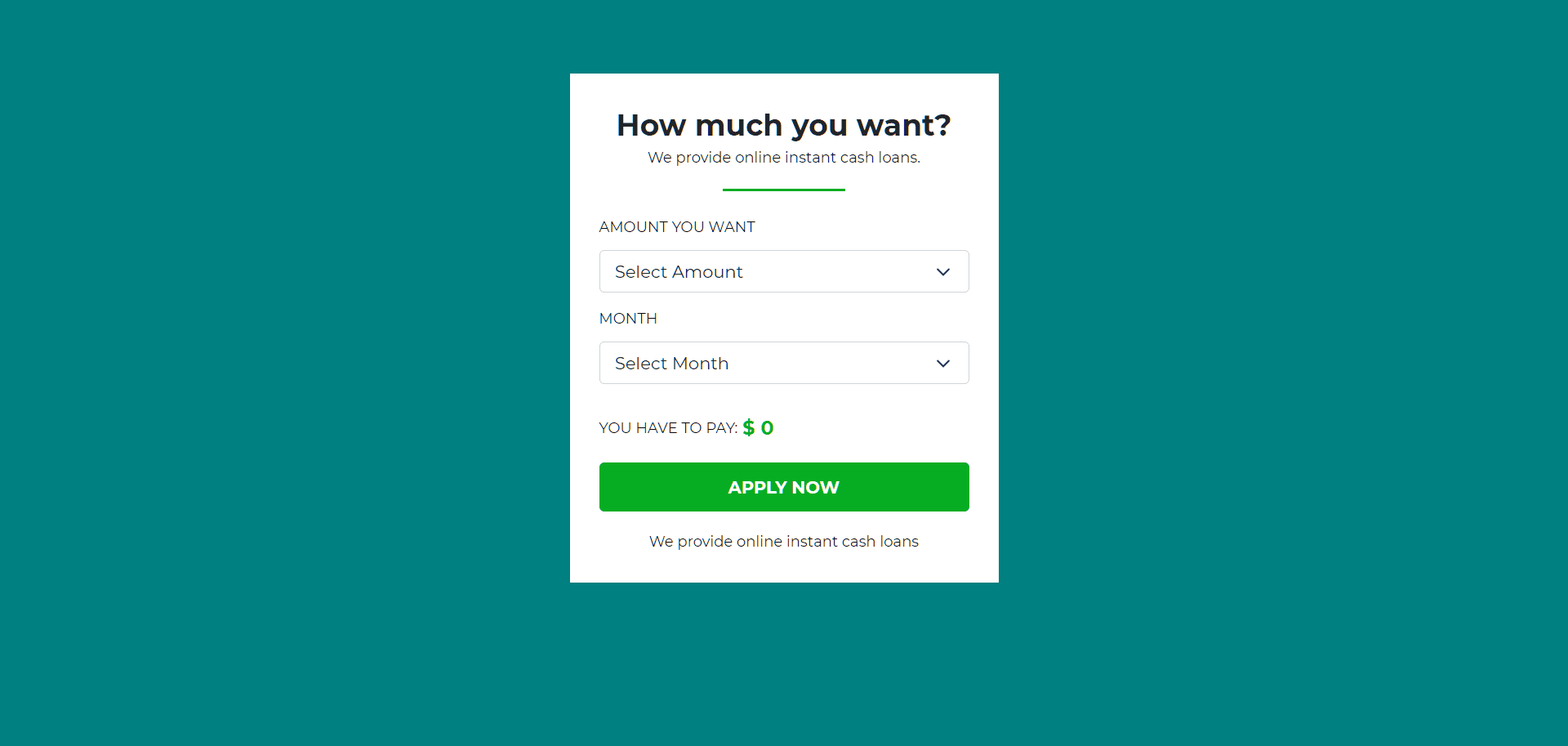 Subscription form with dropdown