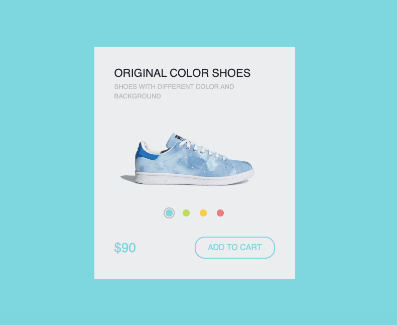 different color ecommerce product card