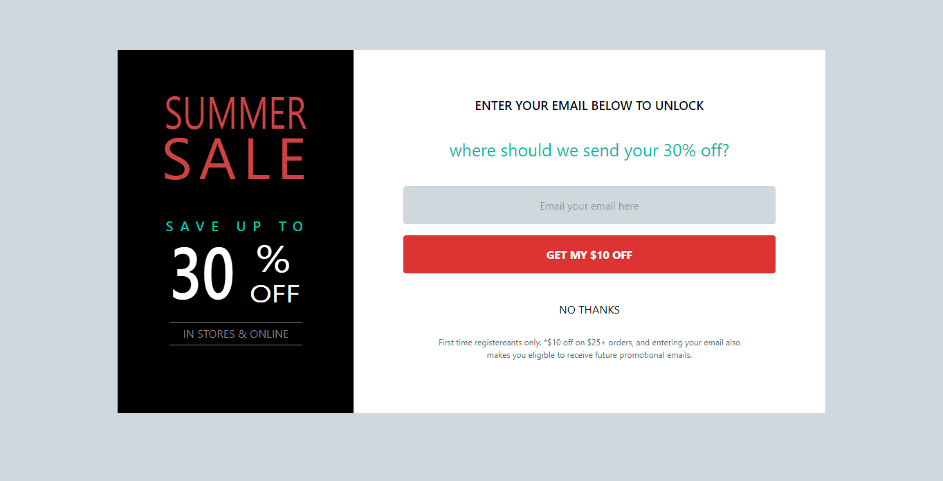 summer sale coupon with subscription