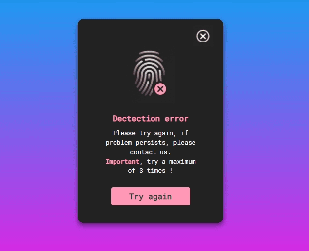 failure fingerprint detected authentication modal