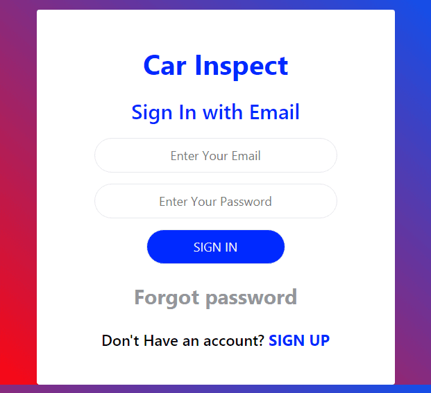 login form with custom inputs and gradient color background