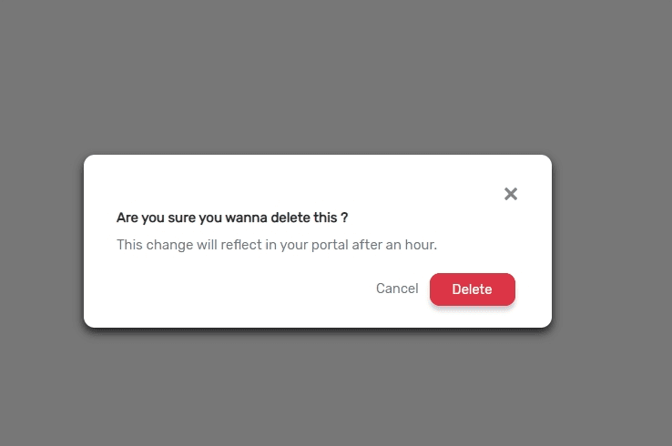 confirm deletion modal with buttons on right