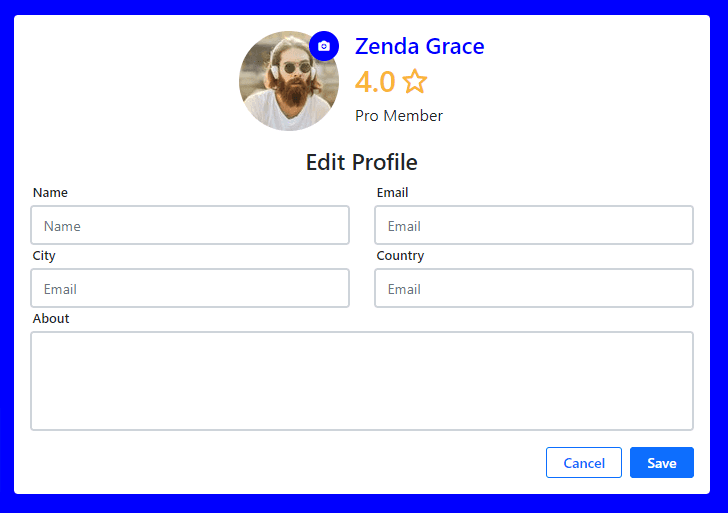 edit user profile with user ratings