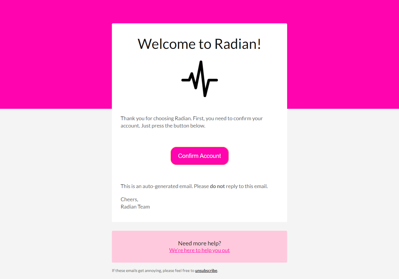 email confirmation template