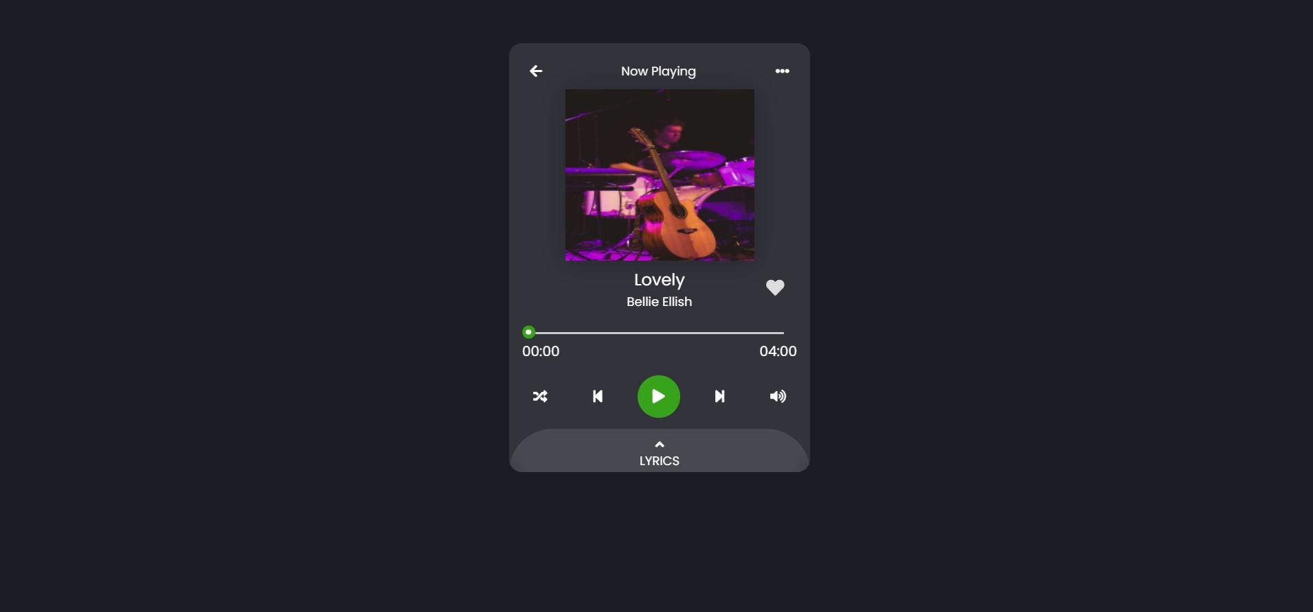 Simple music app template using glassmorphism