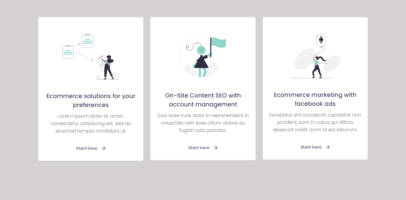 our services section with hover effect