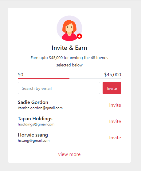 Invite and earn reference template