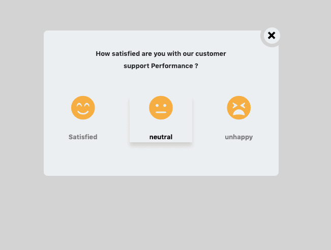 customer feedback/ratings modal with emojis